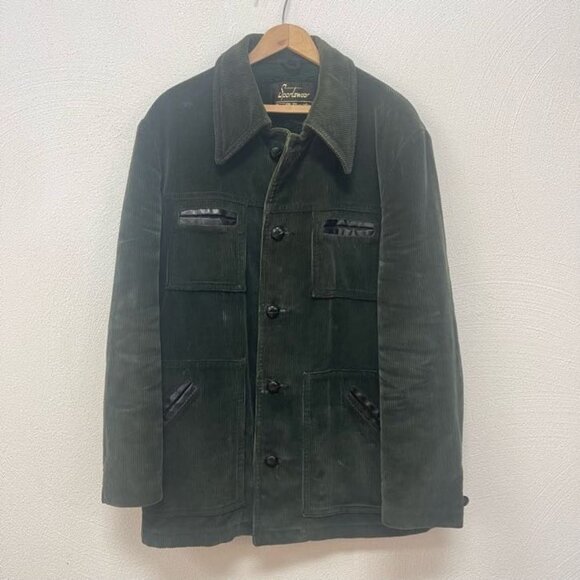 Sportswear Corduroy Utility Jacket Long Sleeves Front Button Green Size 40 Reg - Picture 1 of 11